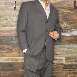 Vintage Burberrys' 100% Wool Taupe Check Suit 48R x 41W *EXCELLENT*